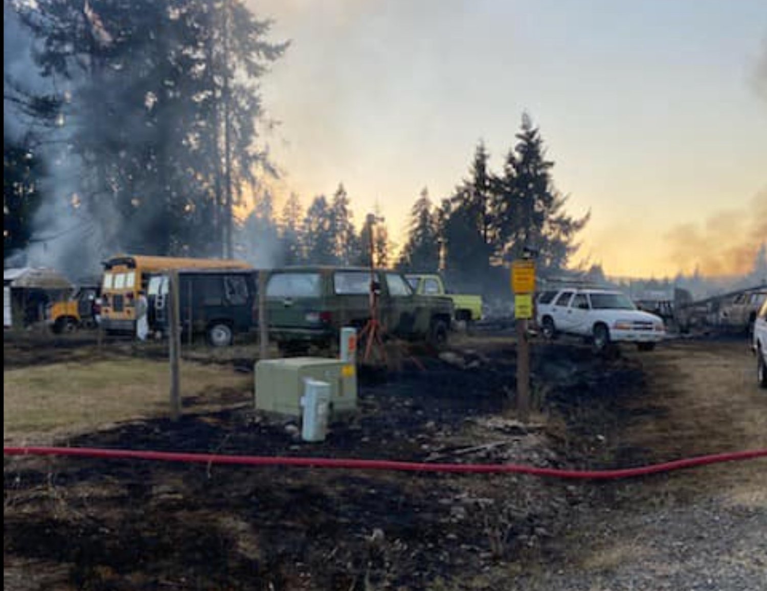 The West Thurston Fire Authority reported Saturday night that a blaze that once threatened to consume 35 structures and 30 vehicles in Rochester ended up burning one primary residence, an outbuilding and 20 vehicles before being contained. 